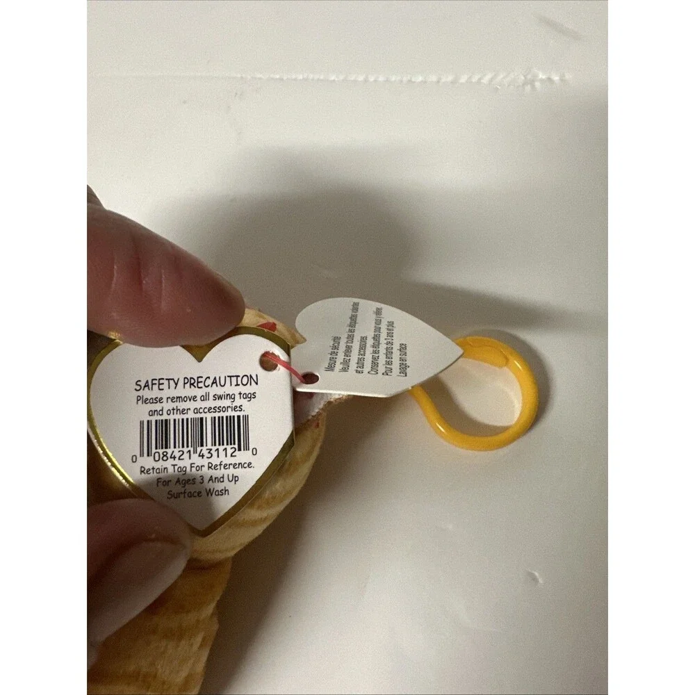TY Beanie Baby (Beanie Bellies) - MANGO the Gold Tabby Cat (Key Clip - 4 inch)